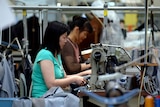 Workers at a clothing factory