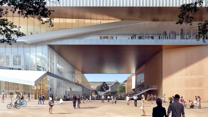 An artist's impression of the street entrance to the proposed new WA Museum.