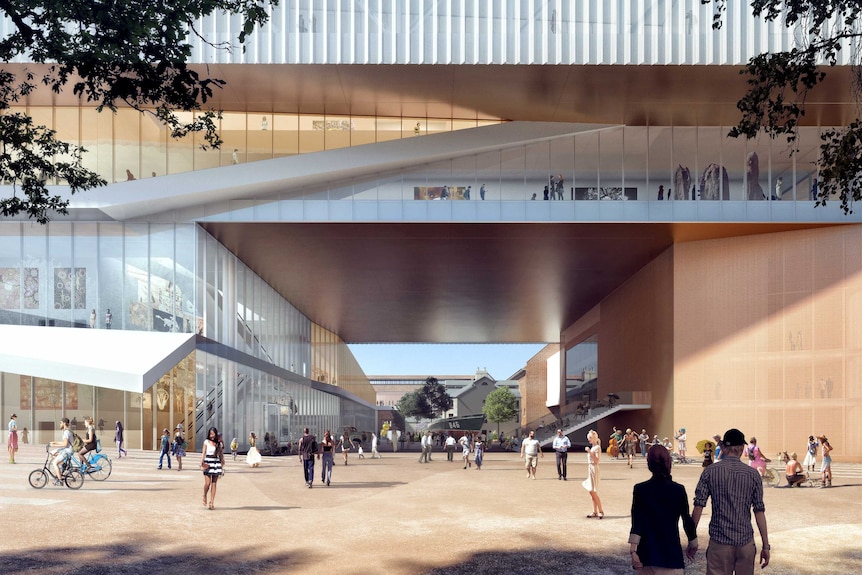 An artist's impression of the street entrance to the proposed new WA Museum.