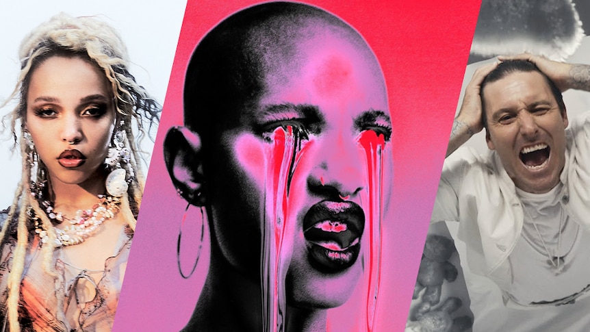 A three-panel image of FKA twigs, WILLOW, and Parkway Drive