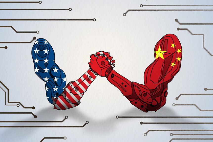 A designed image of the China-US tech war.