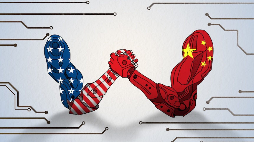 A designed image of the China-US tech war.