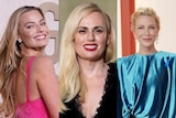 A composite image of Margot Robbie, Rebel Wilson and Cate Blanchett