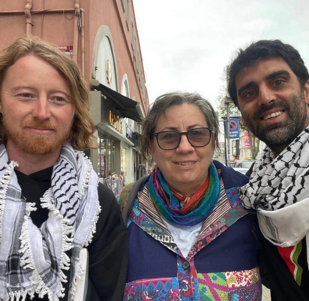 Daniel Coward, Helen O'Sullivan and Surya McEwen standing side by side.