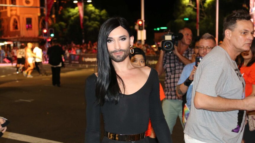 Past Eurovision winner Conchita Wurst attends Sydney's Mardi Gras