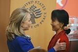 Hillary Clinton speaks to Burmese democracy icon Aung San Suu Kyi,