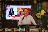 Bathurst MP Paul Toole speaking to supporters on election night.