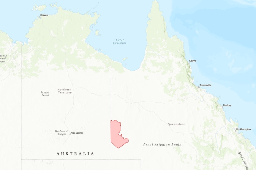 map of Australia with red mark on area