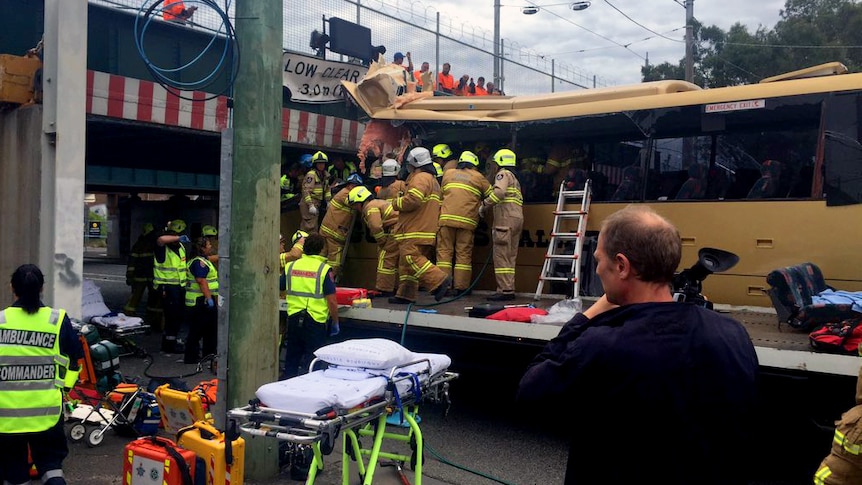 Bus crashes into Montague St overpass