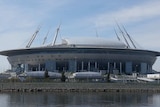St Petersburg's Krestovsky Stadium seen from a distance.
