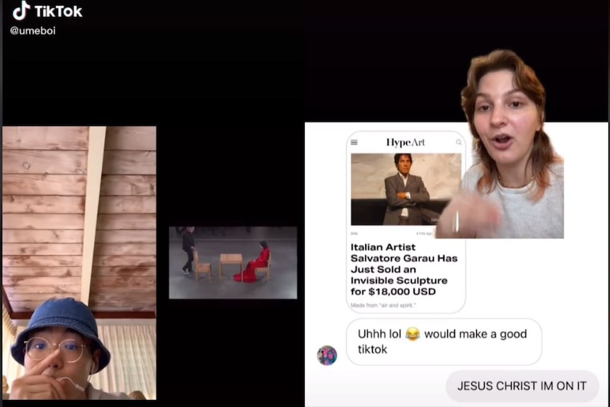 Two shots from a TikTok, one by a user called Umeboi and the other from Artistcolette