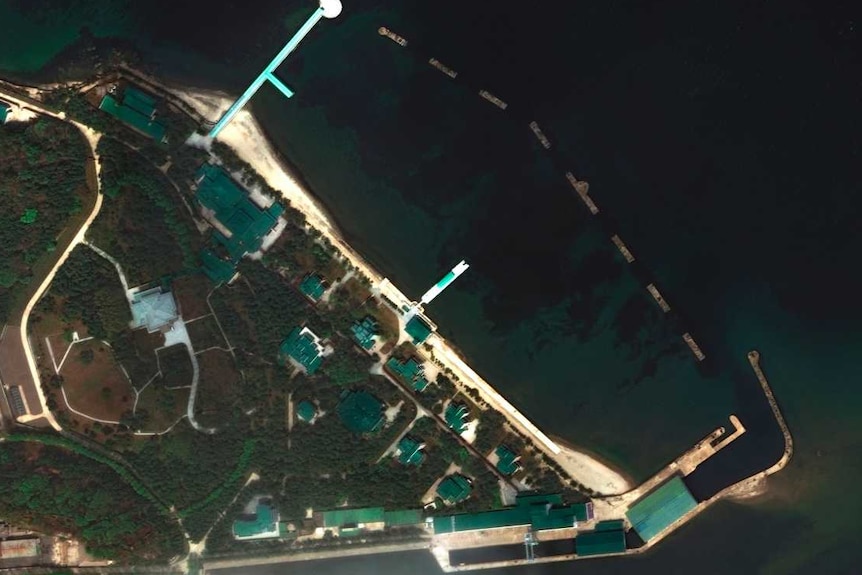 Satellite image shows an overview of the Wonsan leadership complex in Wonsan, North Korea.