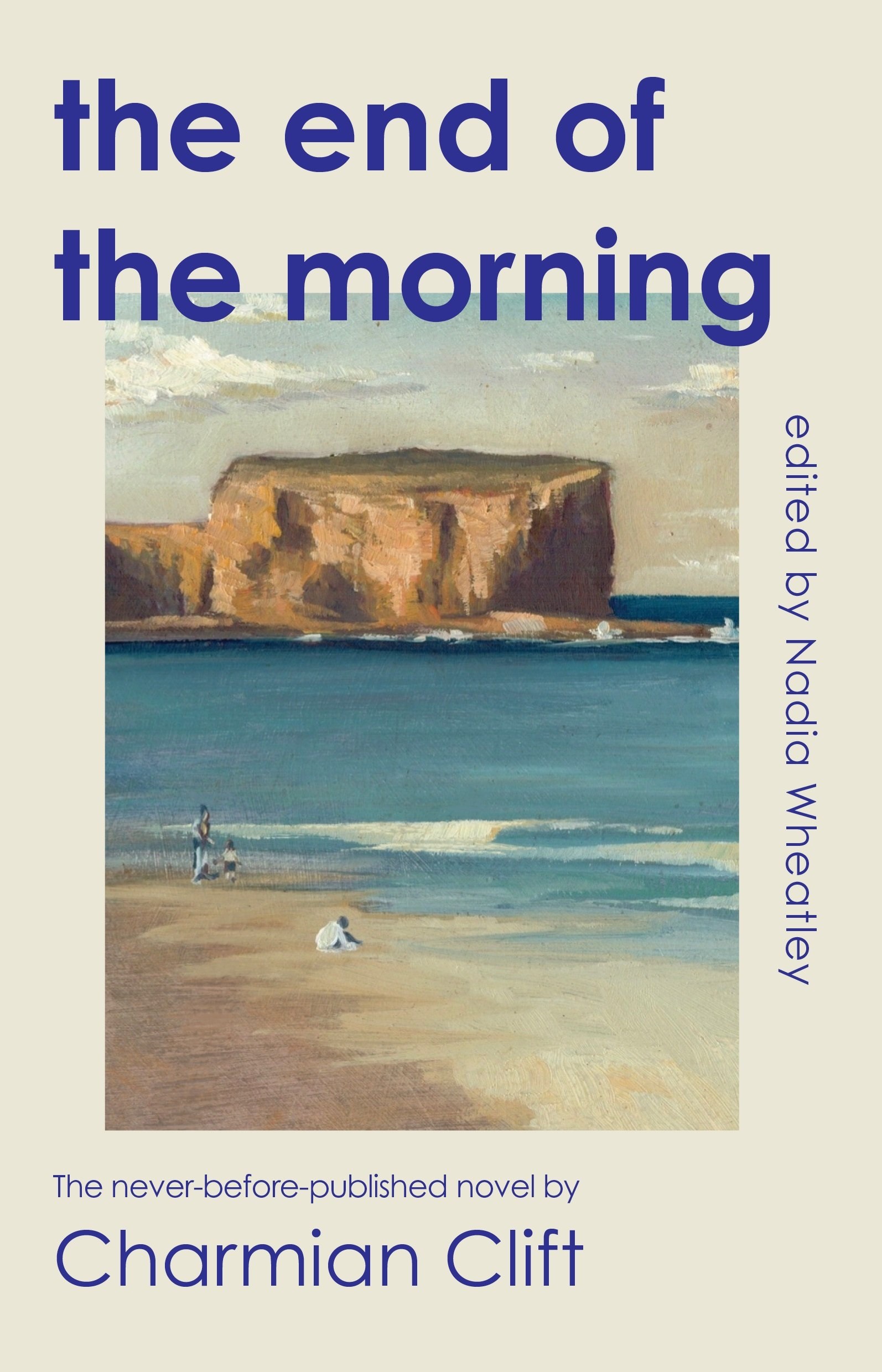 A book cover showing a painted landscape of a beach and a headland 