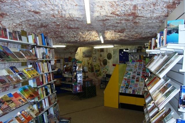 The inside of Underground Books in Coober Pedy. Date Unknown.