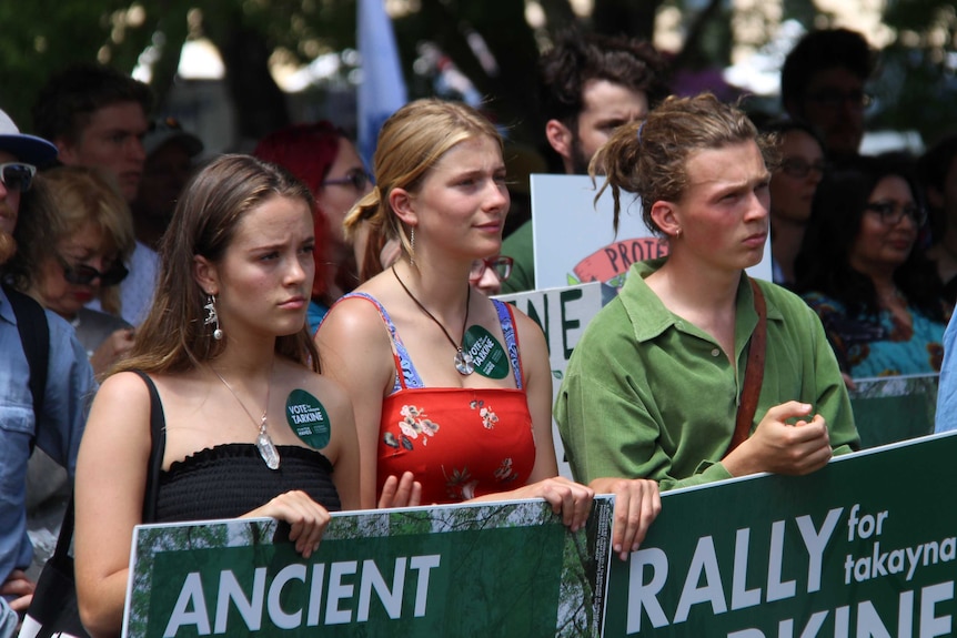 Three at tarkine protest in Hobart.