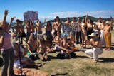 Crowd at Free the Nipple rally