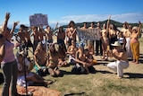 Crowd at Free the Nipple rally
