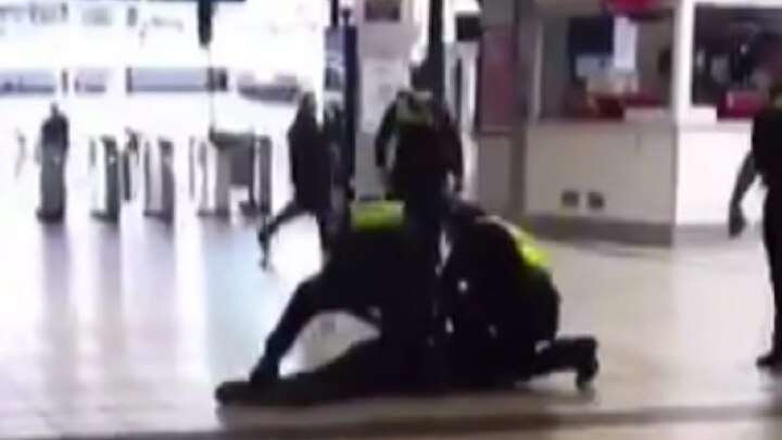 Victorian police officer suspended over video of violent arrest at Flinders Street Station