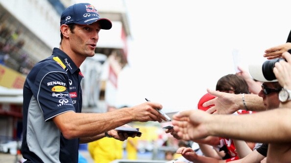 Mark webber meets the fans at the Spanish Grand Prix