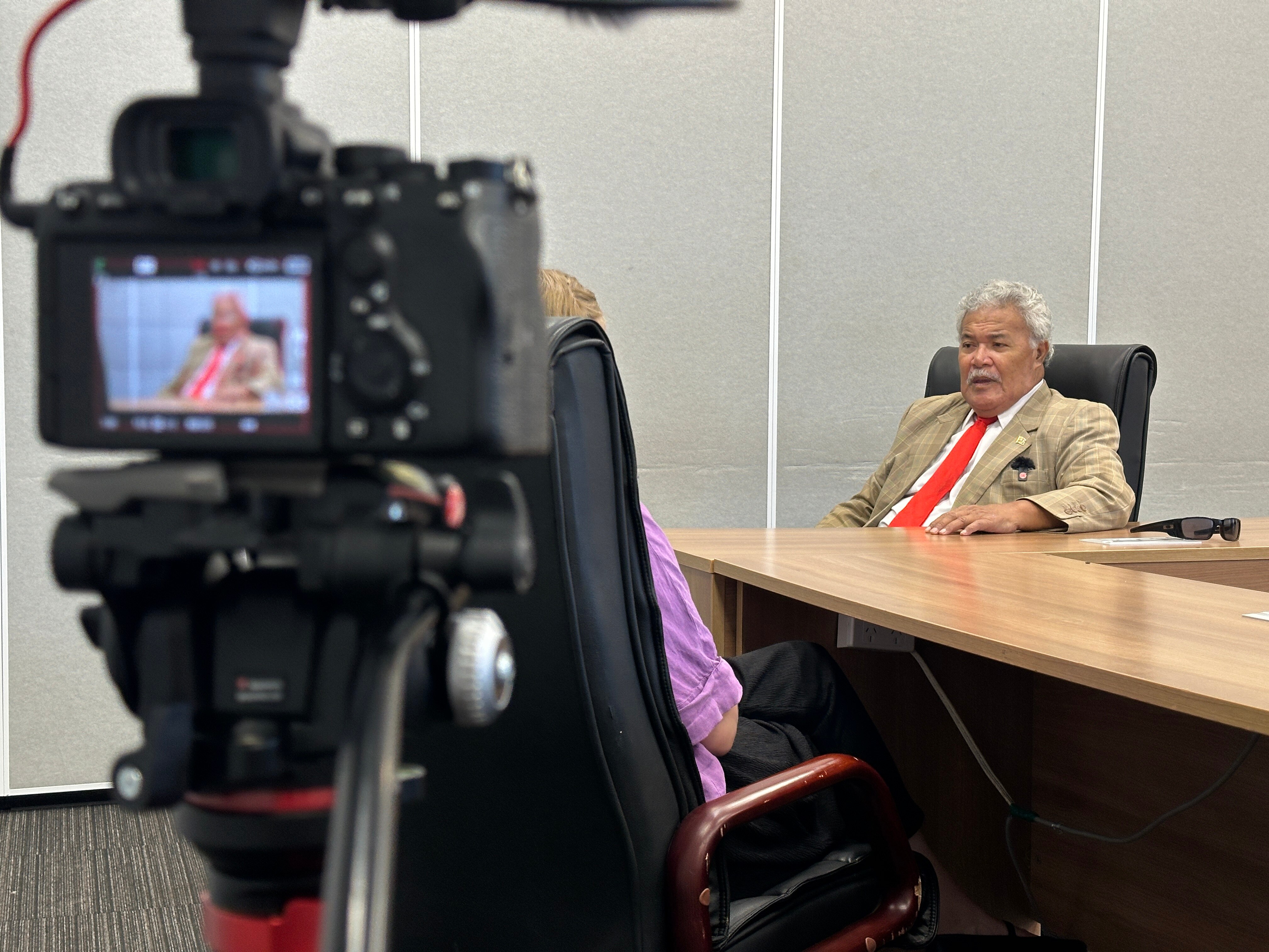 Former prime minister Enele Sopoaga speaking to the ABC.