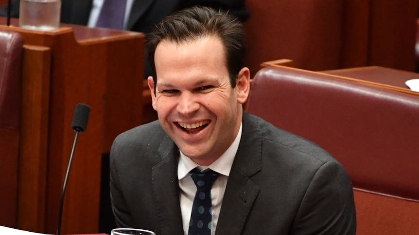 Matt Canavan during Question Time in the Senate chamber at Parliament House in Canberra.