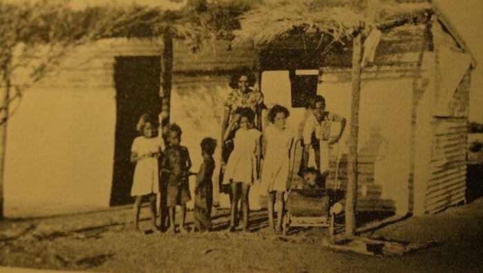 An Aboriginal family at Littlewell-Mingenew Aboriginal Reserve.