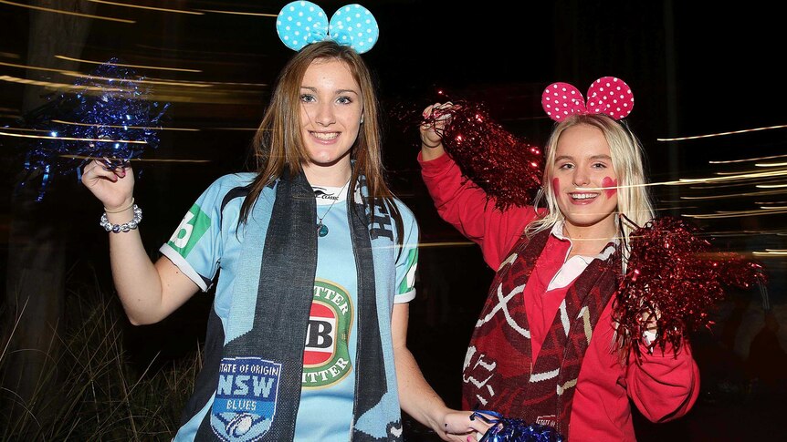 Blues and Maroons fans show their colours before the State of Origin decider