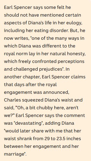 Earl Spencer claims Charles squeezed Diana's waist after they got engaged and said "Oh, a bit chubby here".