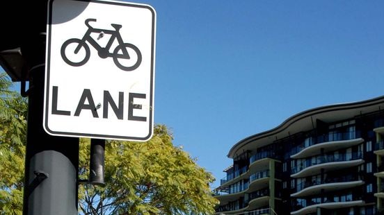 Bicycle lane along a suburban road