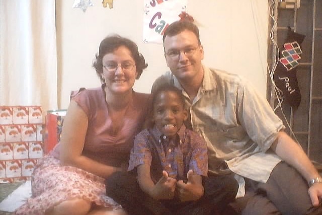 Julie-Anne and Paul Staines with Campbell on Christmas Day in 2002.