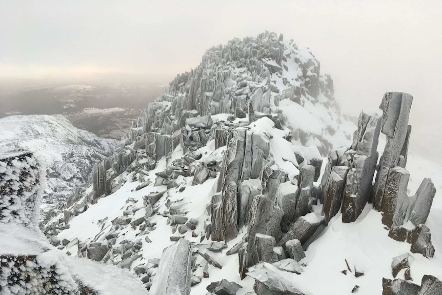 Snow on Cradle Mountain summit in August
