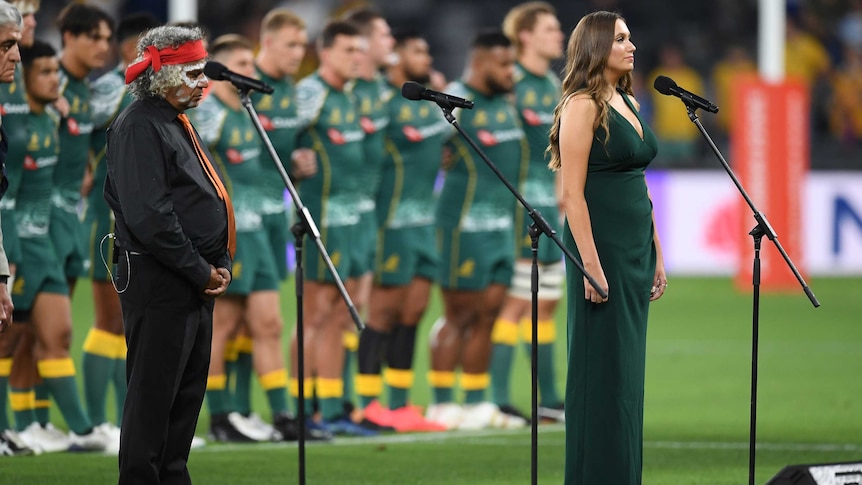 Australian national anthem sung in a Nations language before rugby - ABC News