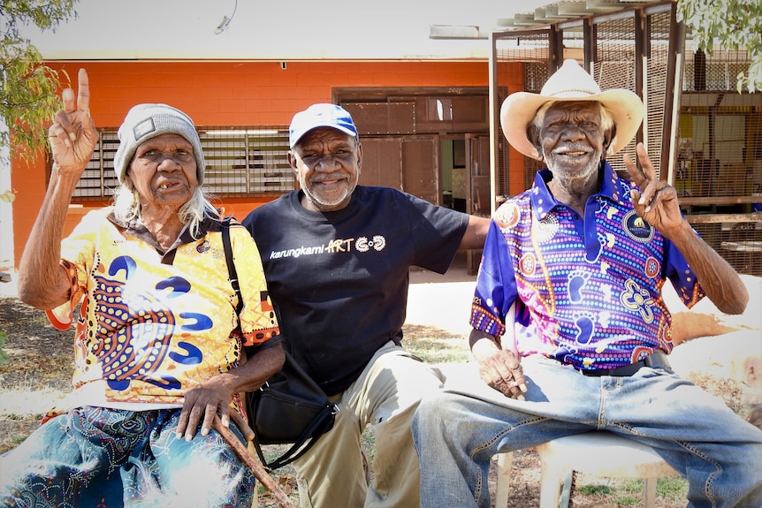 Phillip Yamba Jimmy with his parents Mr Wavehill and Biddy Wavehill Yamawurr