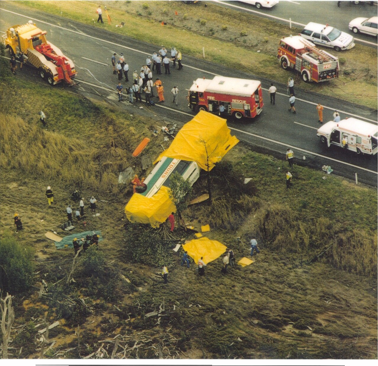 Boondall bus crash October 24 1994 aerial shot