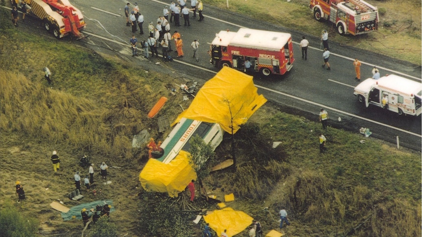 Boondall bus crash October 24 1994 aerial shot