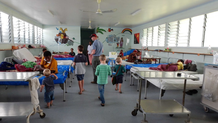 Children visit other children in a paediatric ward in PNG