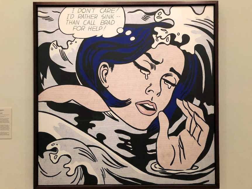 The Drowning Girl painting on display at the National Gallery of Victoria's Museum of Modern Art exhibition