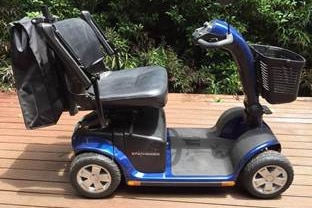 A blue mobility scooter.