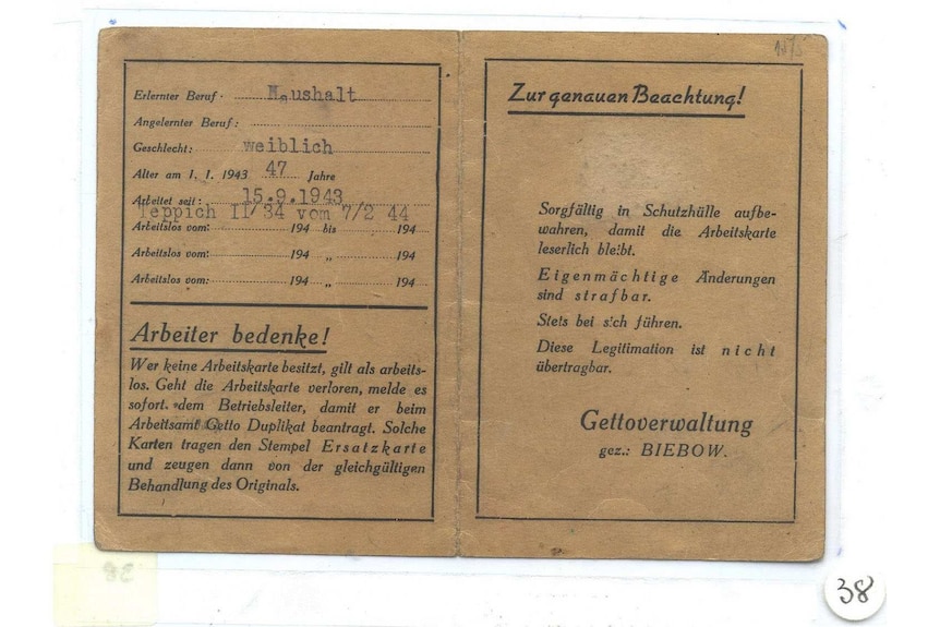 A work card used in Lodz Ghetto