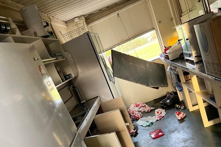 Damage done to Alma Oval's canteen. 