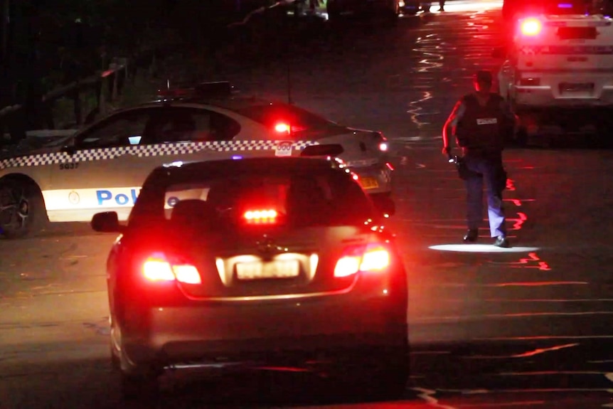 Police cars at a crime scene