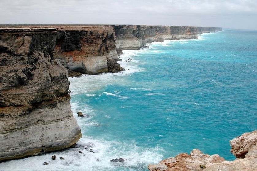 The cliff face on the Great Australian Bight near the South Australian-Western Australian border