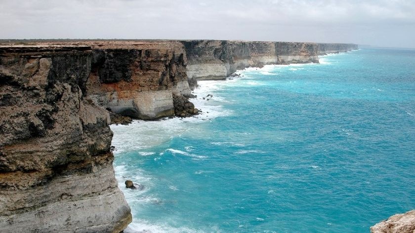 The cliff face on the Great Australian Bight near the South Australian-Western Australian border