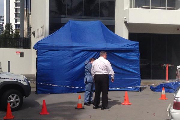 Police investigate woman's fatal balcony fall from a Gold Coast high-rise on August 8, 2014