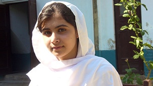 Pakistani schoolgirl Malala Yousafzai, who was attacked by the Taliban for campaigning for women's education rights.