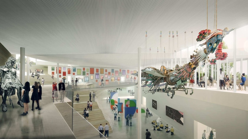 The atrium of a $244 million extension to the Art Gallery of NSW in Sydney.