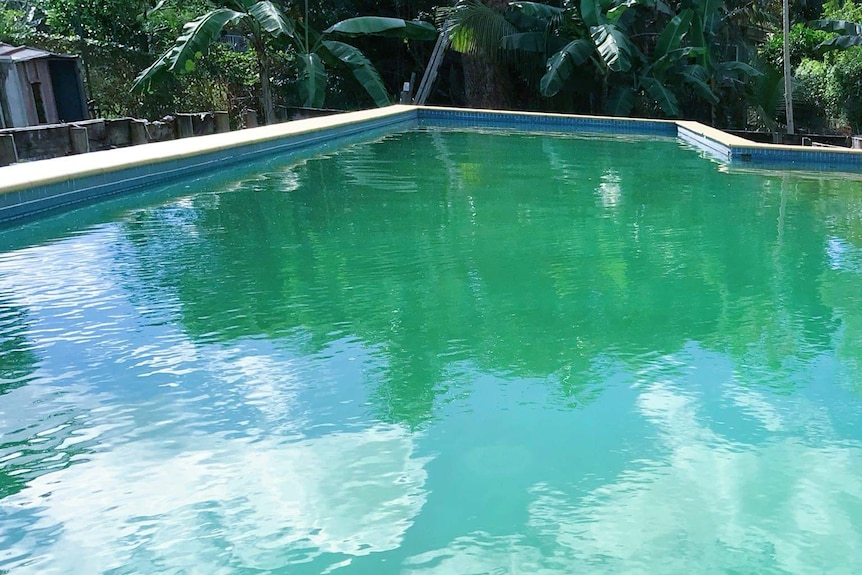 An outdoor swimming pool.