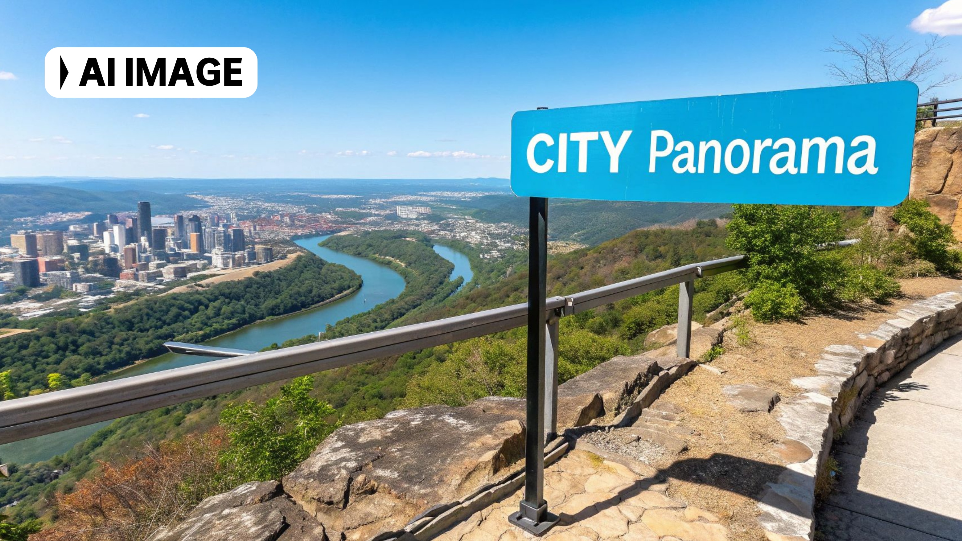 Uma imagem gerada por IA de uma suposta vista de Hobart do Monte Wellington.