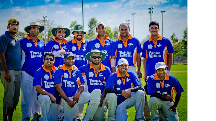 A group of cricket players