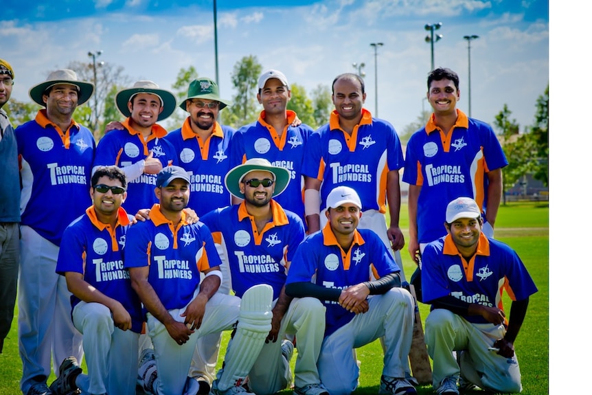 A group of cricket players